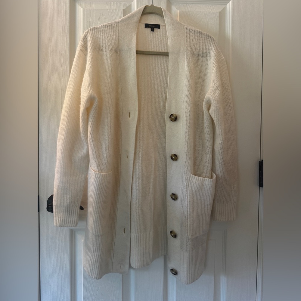 Quince Mongolian Spring Cashmere Oversized Boyfriend Cardigan Sweater